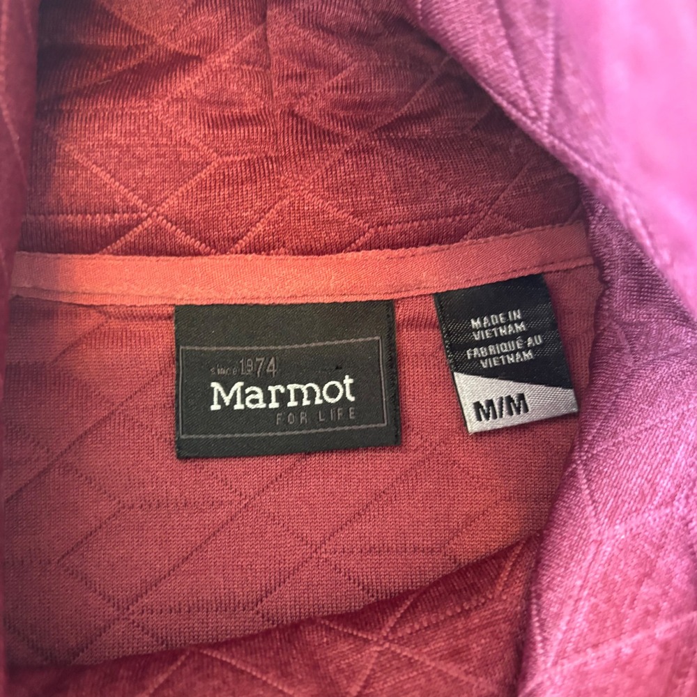 Marmot Annie Womens Quilted Funnel Neck Hoodie Burgundy Heather Pullover Medium - Picture 3 of 9